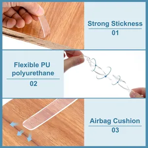 Bande de protection transparente autocollante en caoutchouc pour portes d'armoires, tampons anti-collision pour dessus de table en verre, patins antidérapants - Product Image 4