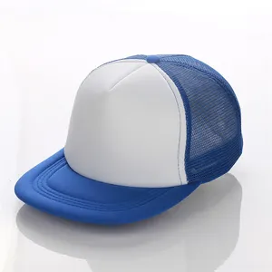 도매 공백 5 패널 메시 모자 모자 주문 편평한 테두리 거품 트럭 운전사 모자