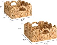 Paniers de rangement en osier, panier en osier pour étagères, organisation à bord festonné avec poignée, paniers de rangement en jacinthe d'eau naturelle