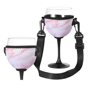 Neoprene penahan gelas insulasi panas, lengan pelindung kaca tinggi tahan pecah wadah anggur leher gantung dengan tali