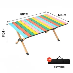 Mesa dobrável para acampamento, mesa de praia em aço carbono fácil de transportar, design moderno, cor arco-íris, mesa de piquenique