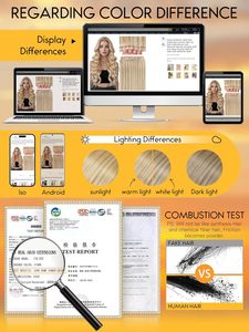 Extensiones de Cabello Caliee <span class=keywords><strong>con</strong></span> Clip, Color Marrón Claro <span class=keywords><strong>con</strong></span> Reflejos Rubio Platino, 20 Pulgadas, <span class=keywords><strong>con</strong></span> Doble Lengüeta, Corte de Mariposa, Cortables - Product Image 5