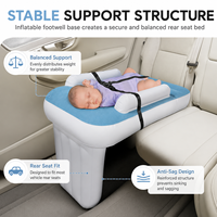 Lit de voiture gonflable pour bébé avec dessus en PVC floqué, support pour les pieds et sangles à boucles réglables pour marque privée