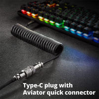 Kabel Keyboard koil Aviator yang dapat dilepas, kabel USB lengan ganda A ke C untuk Keyboard mekanik game