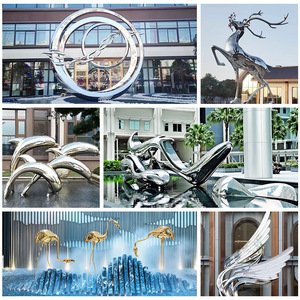 Escultura Metálica Abstracta de Acero Inoxidable con Tallado Calado, Estilo Moderno, para Jardín, Paisaje, Parque, Plaza, Exterior - Product Image 2