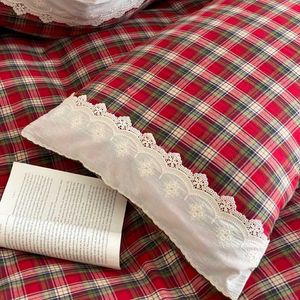 Juego de Ropa de Cama Nórdica Navideña de Algodón a Cuadros Rojos, 4 Piezas, Transpirable, de Doble Capa, para Uso Doméstico - Product Image 2
