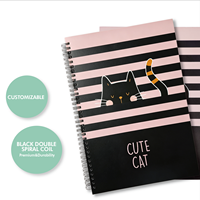 Carnet à spirale double A4 avec motif chat mignon, journal ligné pour le suivi des contacts en espagnol, couverture personnalisée, fournitures scolaires, direct usine