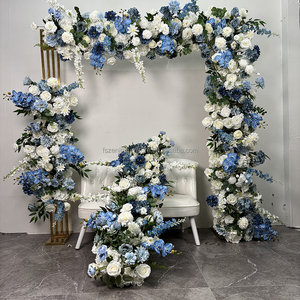 Blue and White Orchids Roses <strong>Flower</strong> Runner Row With EPE Foam <strong>Silk</strong> <strong>Flower</strong> Wreath Wedding Props - Product Image 6