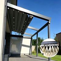 Pergola coulissante électrique en verre coupe-vent avec toit rétractable et auvent roulant pour balcon extérieur, terrasse et villa