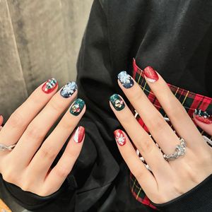 Diseño # 2492 <span class=keywords><strong>Uñas</strong></span> Artificiales Hechas a Mano de Alta Calidad con Envío Rápido, <span class=keywords><strong>Uñas</strong></span> Extra <span class=keywords><strong>Cortas</strong></span> Tipo Ataúd, <span class=keywords><strong>Uñas</strong></span> Postizas Navideñas para Mujer - Product Image 3