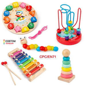 Jeux de société éducatifs Montessori pour enfants : puzzle en bois d'animaux de dessin animé, horloge musicale, jeux de correspondance mathématique pour garçons et filles - Product Image 1