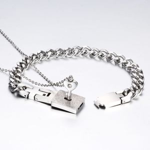 Stainless Steel Key Lock <b>Bracelet</b> And Necklace <b>Set</b> For Women Gift Fashion Jewelry - Product Image 2