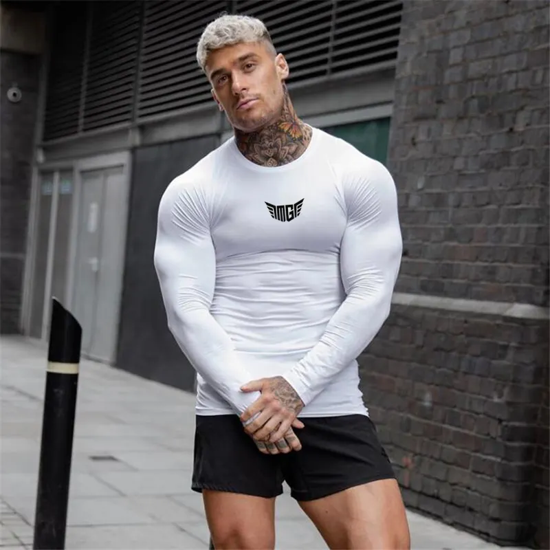 Wholesale Fitness Quick Dry Men Running Sports Plain Long Sleeve T Shirt Men Thermal Muscle Gym Compression Shirt