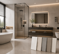 Paneles de Pared Modernos de PVC SPC con Textura de Piedra, Revestimiento Impermeable con Aspecto de Azulejo para Hoteles, Villas, Baños y Duchas