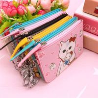 Porte-monnaie mignon en PU Kawaii, porte-monnaie pour chat, clips pour sac, porte-monnaie, sacs à main, mini porte-monnaie à fermeture éclair Little Twin Stars