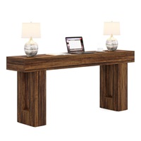 Table console longue style farmhouse pour salon, derrière le canapé et entrée, table de canapé en bois