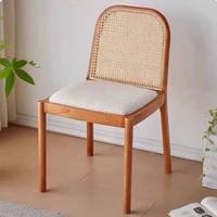 Chaise de salle à manger nordique moderne avec structure en bois massif, coussin en lin et éponge, dossier en bois d'hévéa de qualité FAS, pour salon et parc
