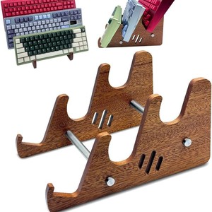 Support de clavier en bois à 2 niveaux, support de bureau pour clavier d'ordinateur portable, support de rangement - Product Image 1