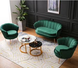 Conjunto de sofá de lujo con luz nórdica, muebles de sala de estar, sofá individual de terciopelo con forma de flor, tocador, sofá de dos plazas con acento de terciopelo - Product Image 5