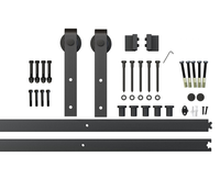 Kit de quincaillerie pour porte coulissante de grange en forme de J, noir, robuste, 2 m