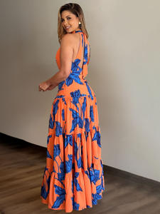 Abito Lungo da Donna Elegante e Casual con Stampa, Senza Maniche, con Spacco Alto, Sexy, per Spiaggia e Cerimonie - Product Image 6