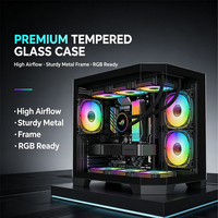 Boîtier PC de jeu MicroATX Mid Tower avec double verre trempé, supportant la refroidissement liquide 240 mm, châssis d'ordinateur de bureau à haut débit d'air