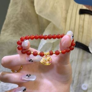 Bracelets porte-bonheur rouges perlés pour femmes, style chinois, signe du zodiaque Cheval, bracelet extensible fait main, bijoux d'amitié, accessoires - Product Image 1