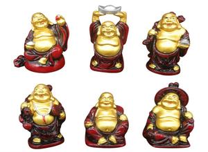 Statuette <span class=keywords><strong>di</strong></span> <span class=keywords><strong>Buddha</strong></span> Ridenti Piccole da 2 Pollici, Set <span class=keywords><strong>di</strong></span> 6 in Resina con Lingotti Rossi, Dorati e Argentati, Decorazioni Cinesi Portafortuna per Regali <span class=keywords><strong>di</strong></span> Compleanno - Product Image 3