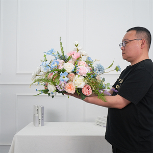 New Design real touch Flower Ball pink White and blue 40cm Artificial <b>Table</b> Centerpiece Flower Ball - Product Image 3
