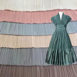 Top quality pleated polyester Woven Stretch Breathable royal crepe fabric satin stripes for clothing dress