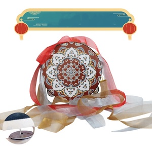 Tambourin à main en forme de cloche Dunhuang à rangée unique avec ruban en soie pour la danse Hanfu et les spectacles - Product Image 3