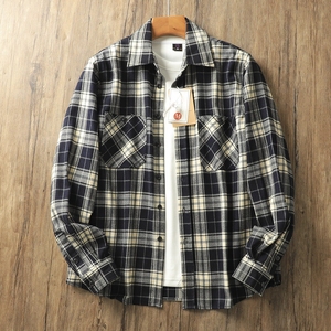 Chemise à manches longues pour homme en fibre de vinaigre, style rétro américain à carreaux, tendance urbaine, jeune, élégante, polyvalente, respirante et infroissable - Product Image 5