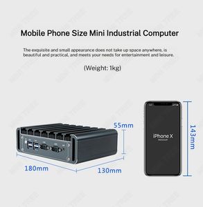 Mini Computadora Industrial Integrada Sin Ventilador de 11.ª Generación con Core I7-1185G7, Pentium 7505U, Win11, Doble LAN, RS485, HD, VGA, Mini Servidor - Product Image 4