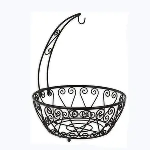 Panier à fruits en Bronze, panier métallique suspendu, rangement avec cintre banane pour décoration de la maison, 1 pièce