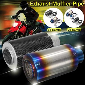 Tubo de Escape Universal de Alta Calidad para Coche y Motocicleta, 28-51 mm, Silenciador de Cilindro, Punta de Fibra de Carbono Azulada, Acero Inoxidable - Product Image 1