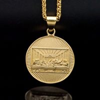 Collier pendentif en acier inoxydable imperméable et résistant au ternissement, style hip-hop vintage, représentant la dernière communion, pour homme