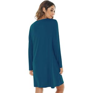 Camisón de satén suave de manga larga con cuello en V para mujer, talla mediana, al por mayor - Product Image 3