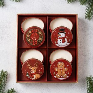 Juego de Velas Aromáticas de Navidad en Latas Metálicas, Decoración Navideña, Caja de Regalo, Diseño Rojo - Product Image 4