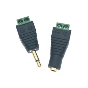 Soket 3.5mm stereo tanpa solder DC Pria Wanita, konektor soket tanpa ulir eksternal terminal antarmuka audio crimping DIY