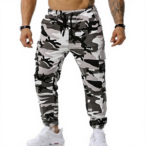 <span class=keywords><strong>Pantaloni</strong></span> Cargo Mimetici a Vita Media per Uomo, Casual con Coulisse e Tasche - Product Image 1