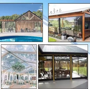 Pergola extérieure transparente avec rideau en bâche, film PE enduit transparent, imperméable, protection UV, coupe-vent, film pour fenêtre de maison, maintien de la chaleur - Product Image 5