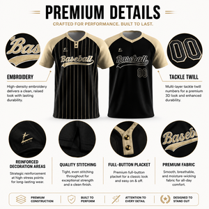 Maillot de <span class=keywords><strong>baseball</strong></span> personnalisé à rayures fines, <span class=keywords><strong>chemise</strong></span> d'équipe rétro entièrement boutonnée avec lettrage brodé, vente en gros, vintage, TackleTwill, OEM, en vrac - Product Image 3