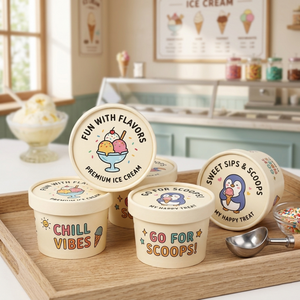3oz 4oz 5oz 6oz 8oz Kraft Ice Cream <b>Cup</b> with Personalized logo Paper Ice Cream Packaging <b>Cups</b> with Lid and Spoon - Product Image 1
