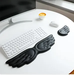 Reposamuñecas para Teclado y Ratón, Almohadilla <span class=keywords><strong>de</strong></span> Espuma Viscoelástica con Diseño <span class=keywords><strong>de</strong></span> Alas <span class=keywords><strong>de</strong></span> Ángel, Soporte Ergonómico Antideslizante para Computadora Portátil, Escritura Fácil - Product Image 2