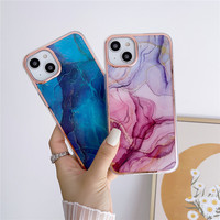 Coque de téléphone en marbre électrolytique pour Apple iPhone 17 16 15 14 13 12 11 Pro Max étui de protection en TPU pour PC