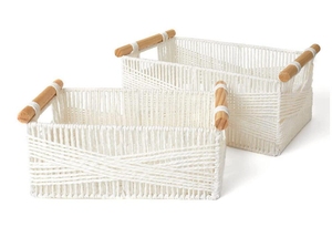 Tùy Chỉnh Bán Buôn Trang Trí Tay Dệt Giỏ Tổ Chức Cho Trang Điểm Sách Kệ Phòng Khách, Màu Be - Product Image 6