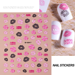 1 pieza de pegatinas 5D en relieve de labios rojos sexys para decoración de uñas, con estrellas y flores, autoadhesivas, coloridas, para el Día de San Valentín - Product Image 3