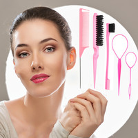 Lot de 5 brosses à cheveux coiffantes en plastique antistatique, peigne à queue de rat, brosse à bords, outils pour tresses françaises, ensemble de peignes à cheveux