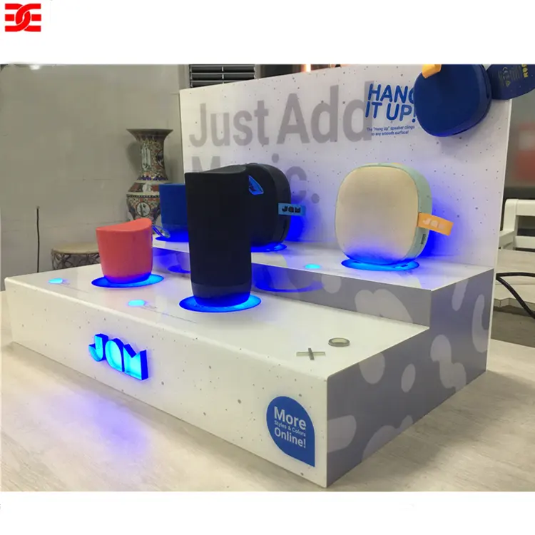 EXCEL POP Style Bluetooth Speakers Acrylic Display Rack Audio Display Stand With Blue light