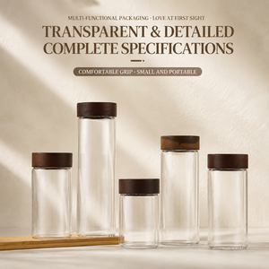 Pot de stockage <span class=keywords><strong>en</strong></span> <span class=keywords><strong>verre</strong></span> transparent <span class=keywords><strong>en</strong></span> gros avec couvercle à vis <span class=keywords><strong>en</strong></span> bois, logo personnalisé, qualité alimentaire, pour thé, café, épices - Product Image 3